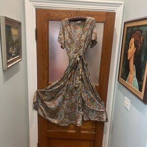 Anthropologie Brown Paisley Maxi Dress